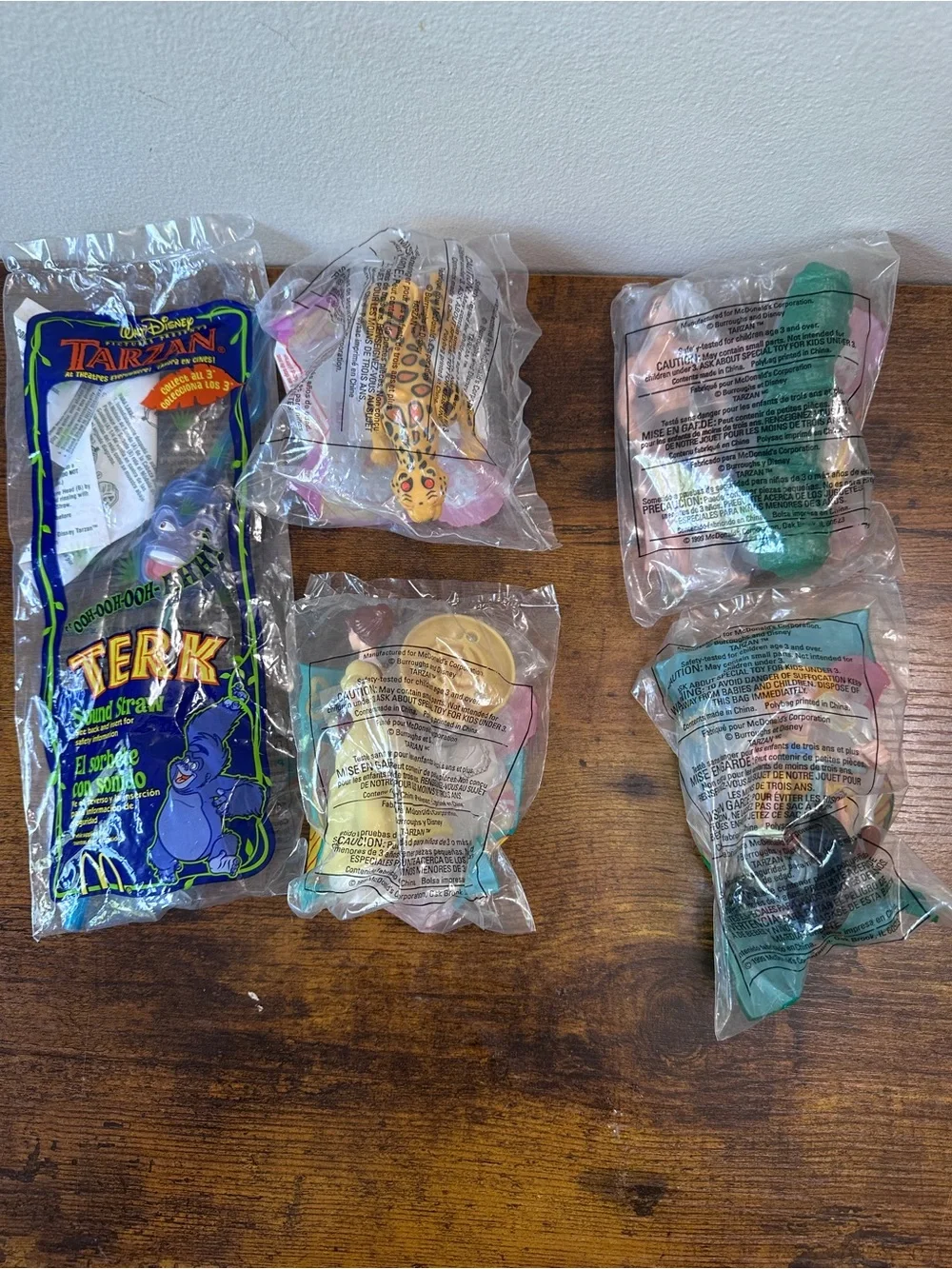 Vtg 1999 McDonalds Disney Tarzan Happy Meal Toys Lot New Sealed Terk Jane 5pc
